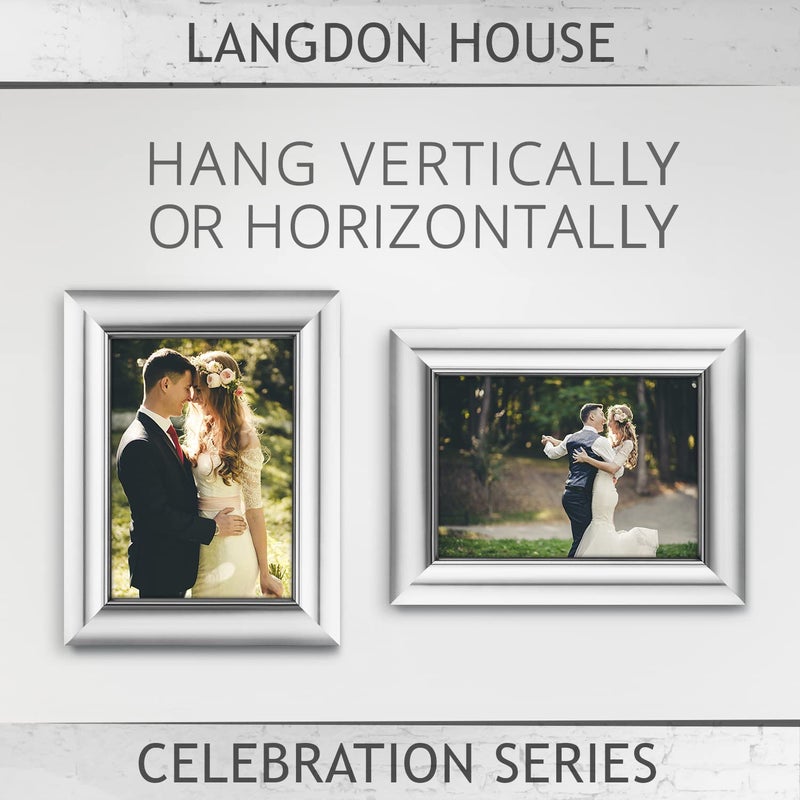Langdon House 5x7 Picture Frames (Silver, 3 Pack), Contemporary Glam Photo Frames 5 x 7, Wall Mount or Table Top, Celebration Collection - Image 5